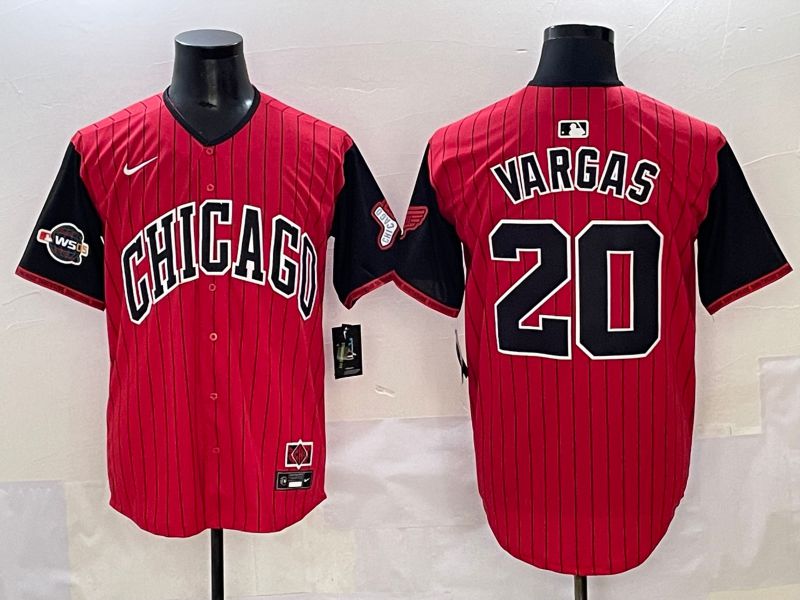 Men 2025 Chicago White Sox #20 Vargas Red Stripe Joint Name Nike MLB Jersey style 4